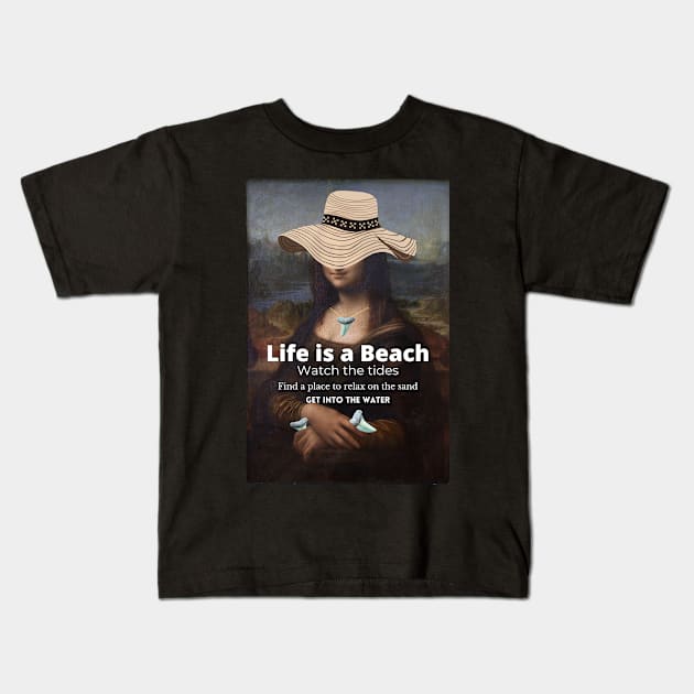 Mona Lisa Shark Teeth Beach Quote Kids T-Shirt by AtlanticFossils